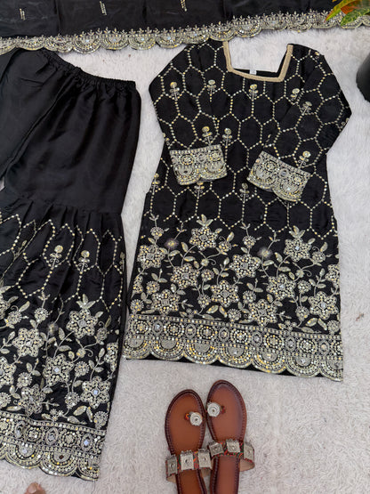Classic Beautiful Designer Black Readymade Salwar Suit