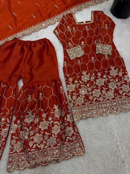 Elegant  Designer Burnt Orange Readymade Salwar Suit