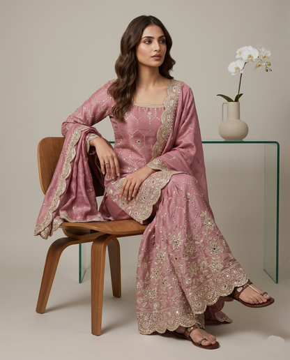 Elegant  Designer Pink Readymade Salwar Suit