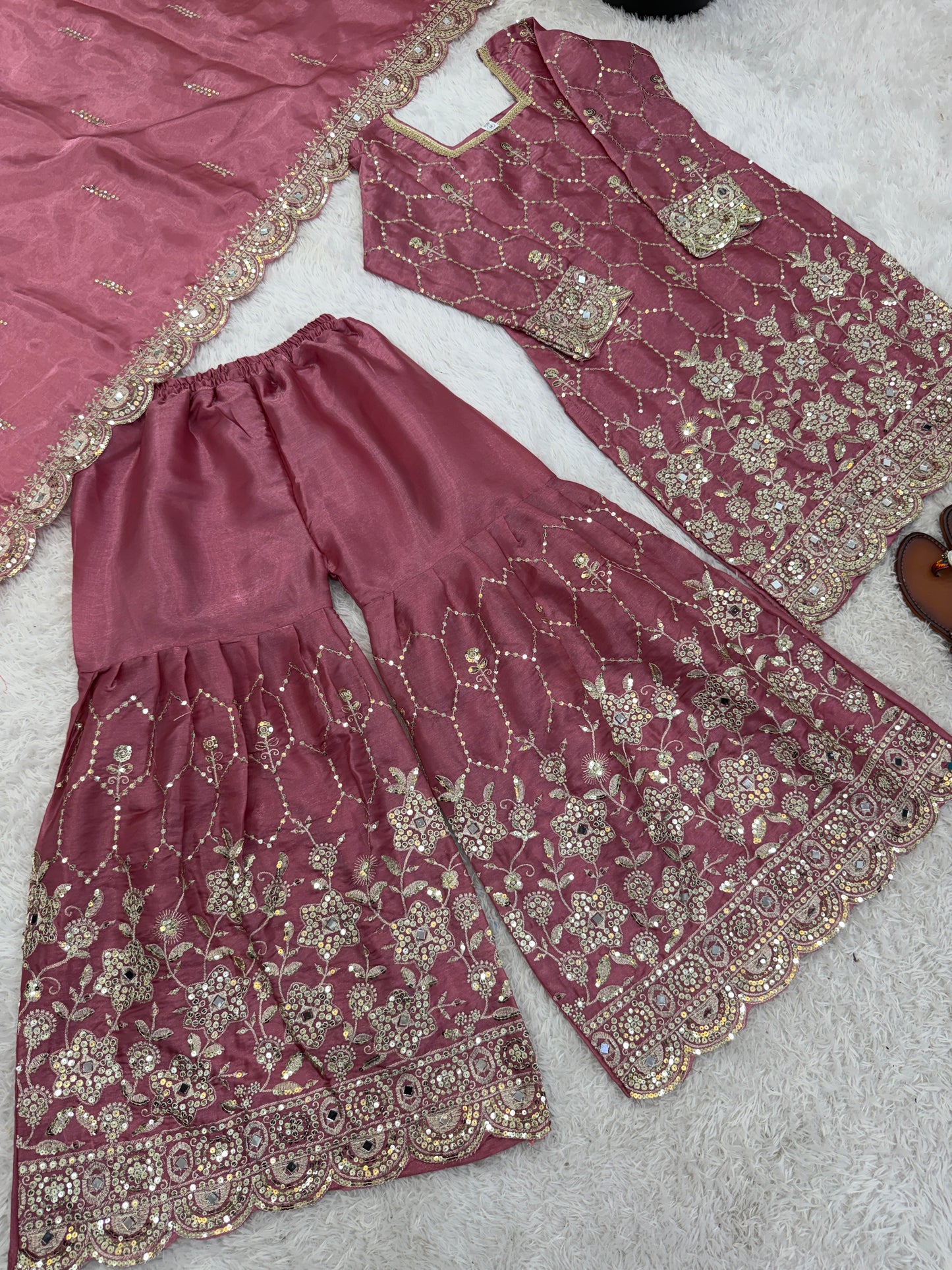 Elegant  Designer Pink Readymade Salwar Suit