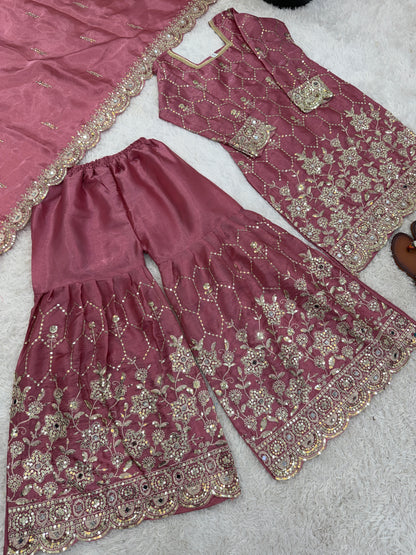 Elegant  Designer Pink Readymade Salwar Suit