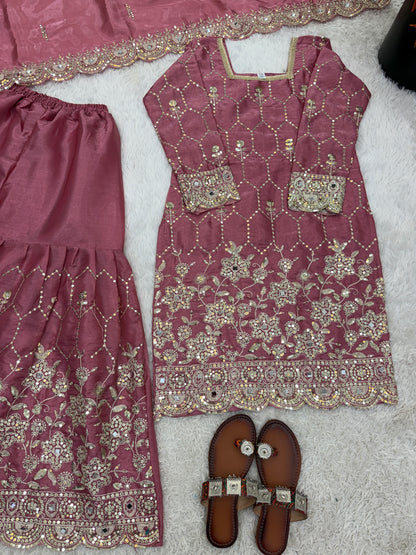Elegant  Designer Pink Readymade Salwar Suit