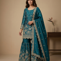 Elegant  Designer Teal Green Readymade Salwar Suit