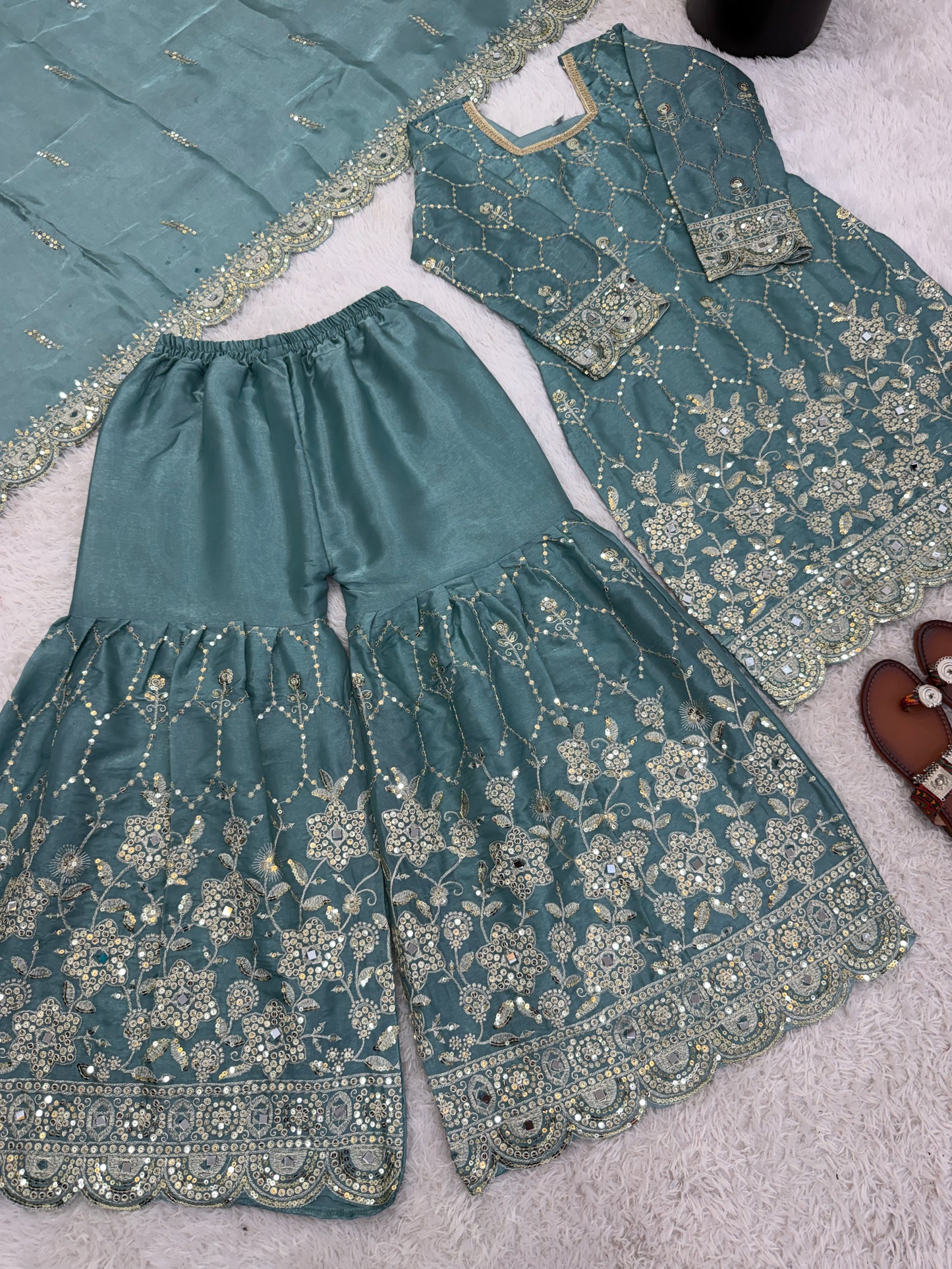 Elegant  Designer Blue Readymade Salwar Suit