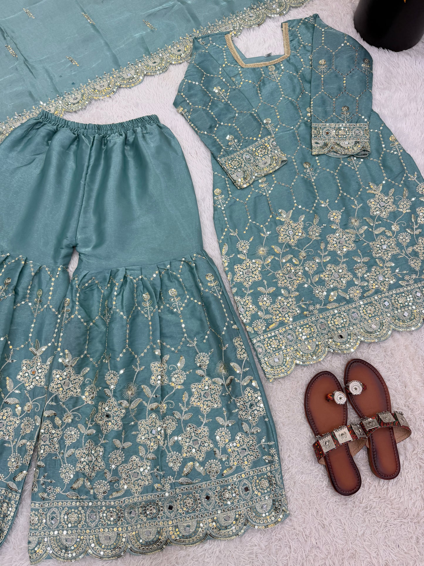 Elegant  Designer Blue Readymade Salwar Suit