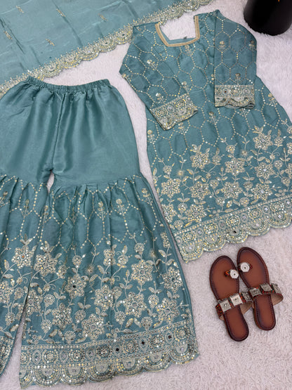 Elegant  Designer Blue Readymade Salwar Suit
