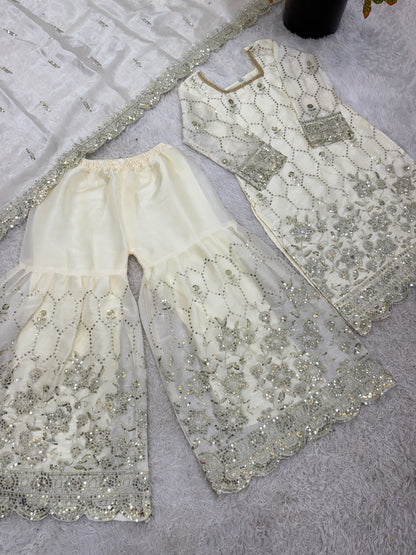 Classic  Designer White Readymade Salwar Suit