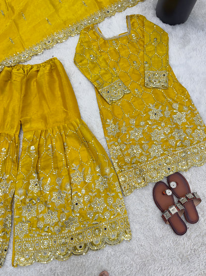 Classic  Designer Yellow Readymade Salwar Suit