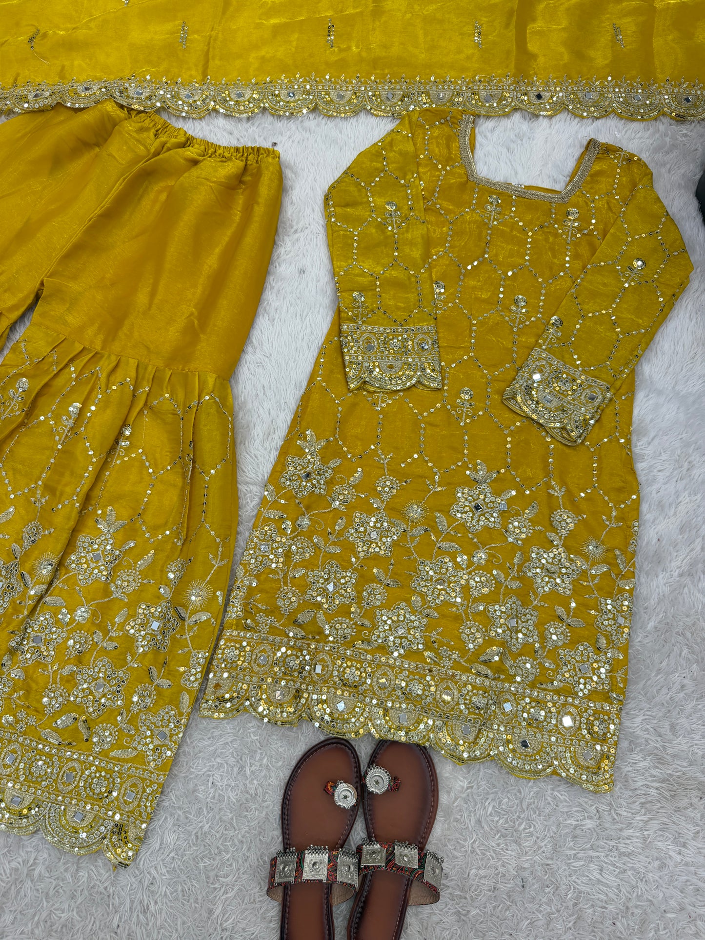 Classic  Designer Yellow Readymade Salwar Suit