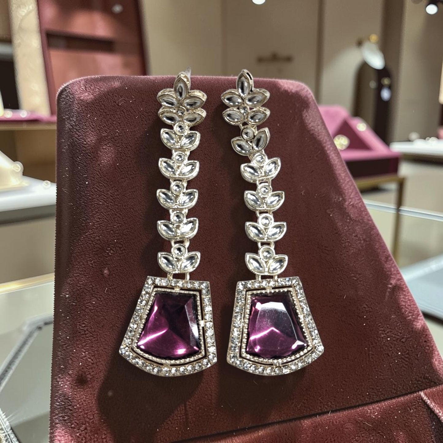 Wine Purple Statement Earrings
