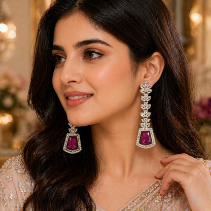Wine Purple Statement Earrings