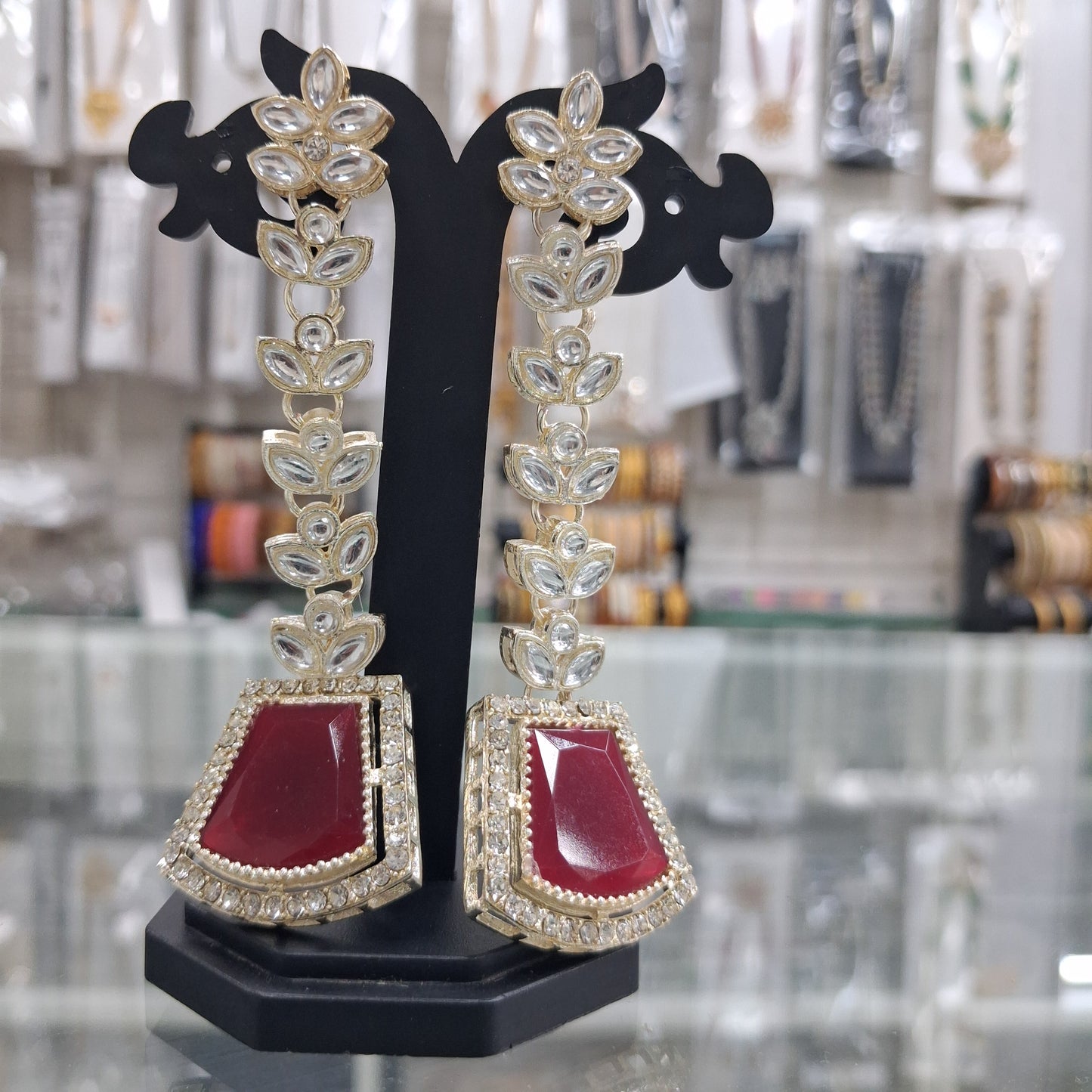 Emerald Red Statement Earrings