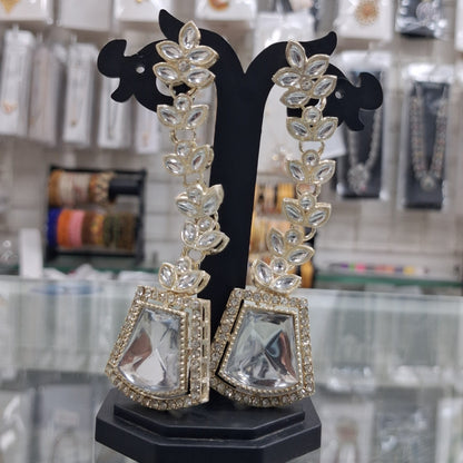 Sparkling White Statement Earrings