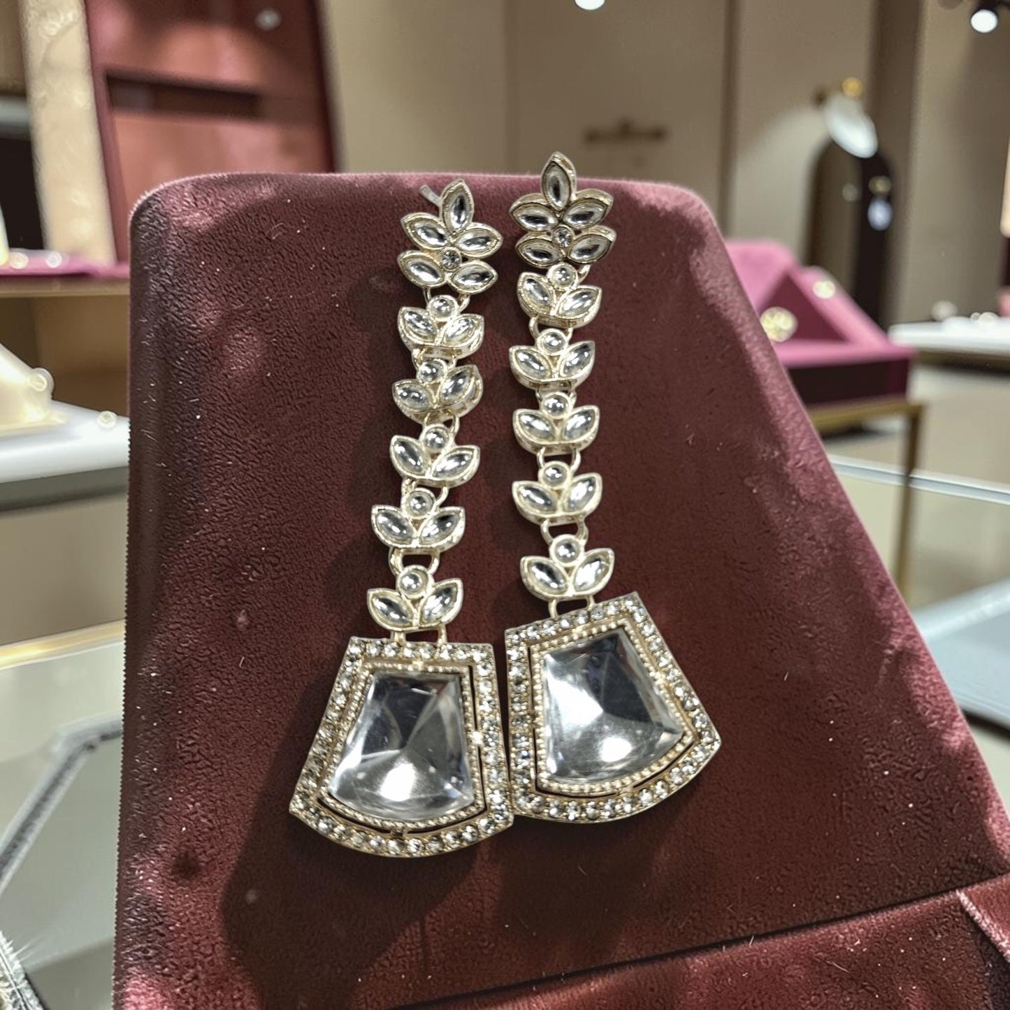 Sparkling White Statement Earrings