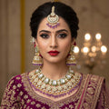 Classic Purple Kundan Bridal Necklace Set with Maang Tikka