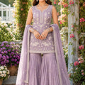 Elegant Designer Lavendar Readymade Chiffon Gharara Salwar Suit