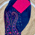 Blue and Pink Beautiful Chikankari Sequins Kurti and Patiala Salwar Set