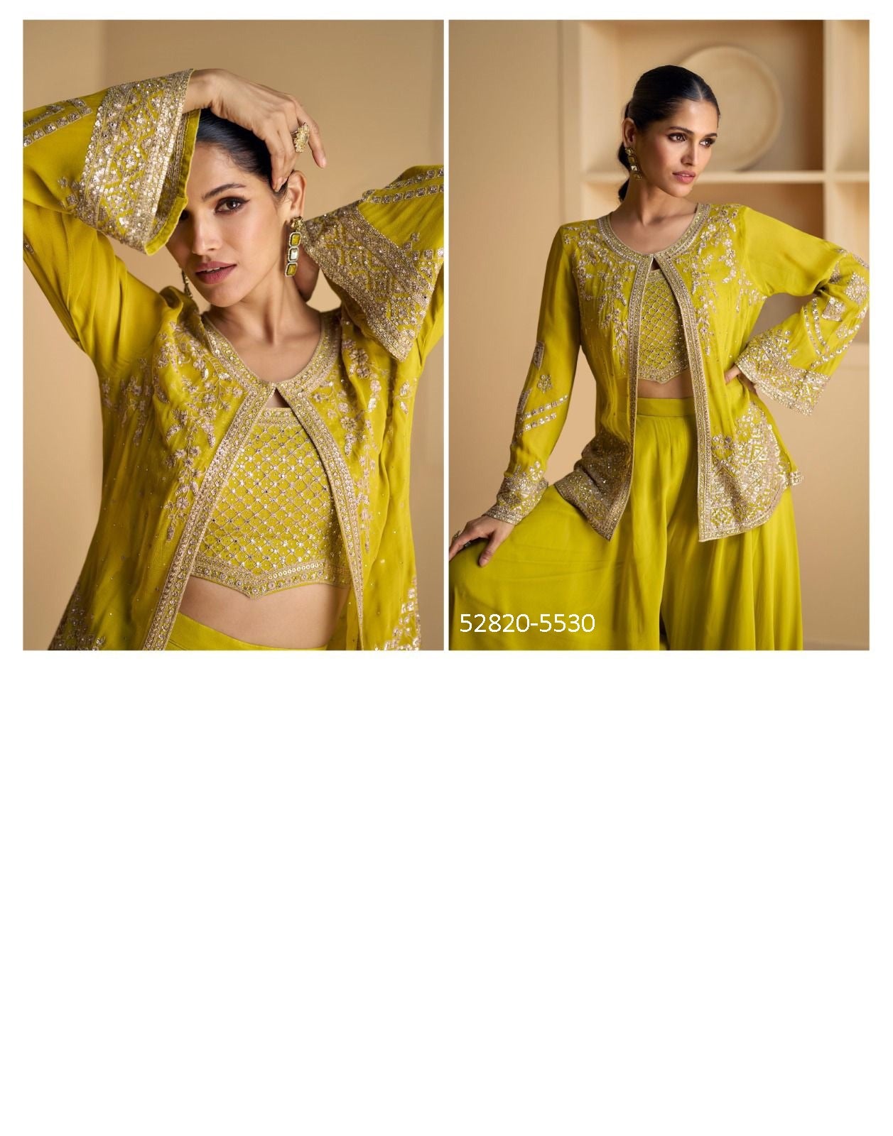 Green Georgette Embroidery Work 3-Piece Indo Western Salwar Suit