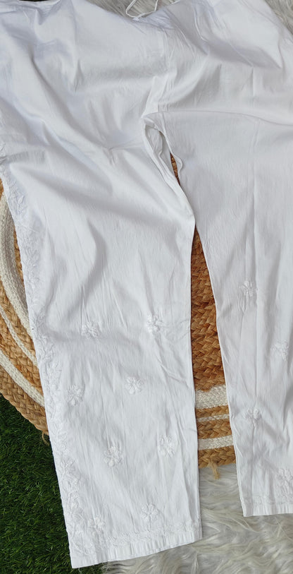 Set of 2 Handcrafted Lucknow Chikankari Lycra Pants Up to Size 50