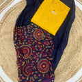 Navy Blue Yellow Beautiful Chikankari Sequins Kurti and Patiala Salwar Set
