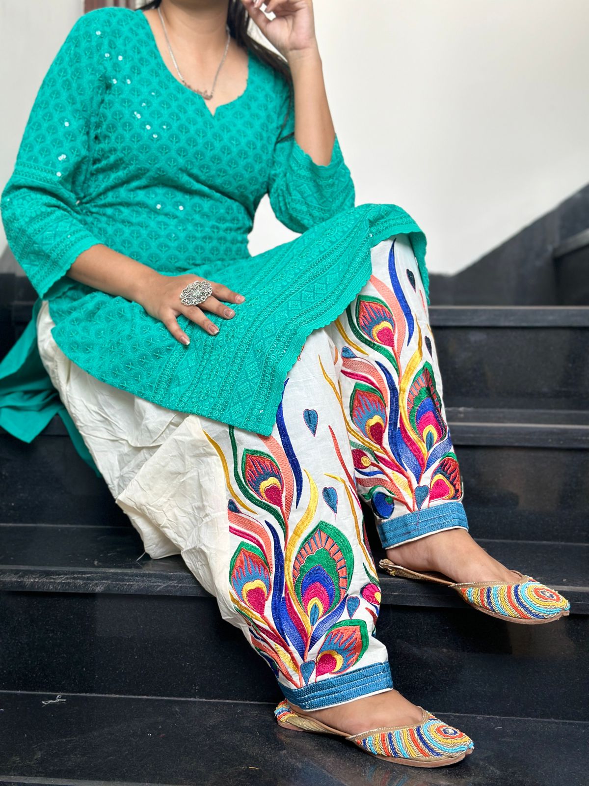 Aqua Green Elegant Patiala Salwar Set