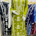 Green Lucknow Chikankari Long Kurta with Heavy Chikankari Work & Pallazo Set