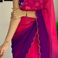 Pink Purple Party Wear Fancy Dual Shaded Georgette Saree