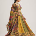 Multicolor Handcrafted Pure Organza Chaniya Choli Set with Dupatta