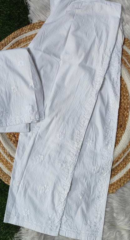 Set of 2 Handcrafted Lucknow Chikankari Lycra Pants Up to Size 50