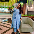 Sky Blue Exclusive Dobby Cotton 3-Piece Salwar Suit Set