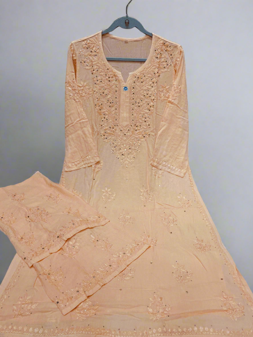 Lime Green Pure Cotton Chikankari A-Line Kurta with Mukhaish Work main image 0