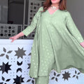 Mint Green Ready-to-Wear Cotton Lurex Coord Suit Set for Women