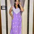 Lavendar Lucknow Chikankari Strappy Kurti and Pant Co-ord Set (Limited Stock)