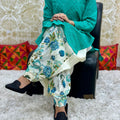 Teal Chikan Kurti with Digital Patiala Salwar Set