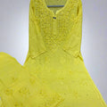 Yellow Premium Rayon Lucknow Chikankari Kurti Palazzo Dyed Set with Mukesh Work