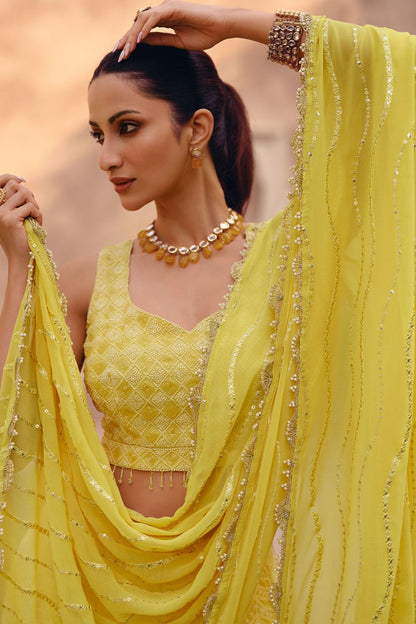 Yellow Wedding Guest Reception Bridal Lehenga Choli