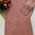 Dusty Pink Lucknowi Chikankari Heavy Work Kurti & Handcrafted Lycra Cotton Pant Set ❤️