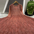 Dusty Pink 56 Kali Dye Mirror Lucknowi Chikankari Anarkali Kurta Up to 4XL