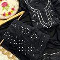 Black Lucknow Chikankari Mirror Work 3-Piece Sharara Set
