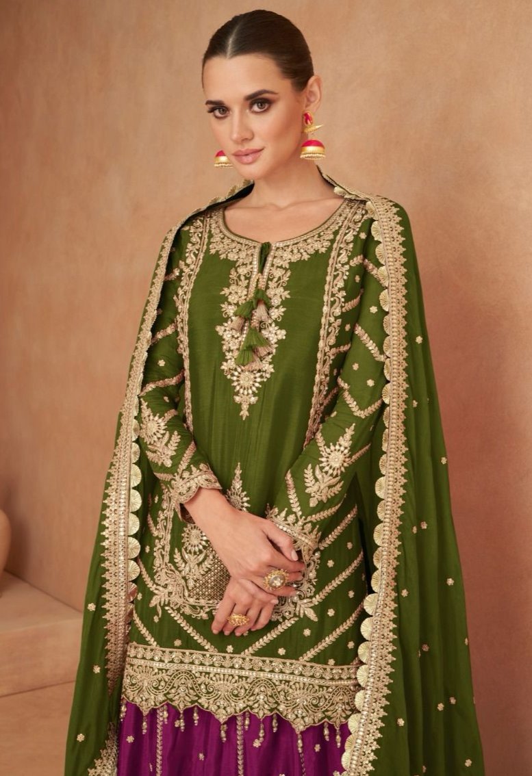 Green Exquisite Party Wear Premium Lehenga Suit Set with Embroidery & Mirror Work