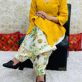 Mustard Yellow Chikan Kurti with Digital Patiala Salwar Set