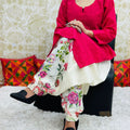 Pink Chikan Kurti with Digital Patiala Salwar Set