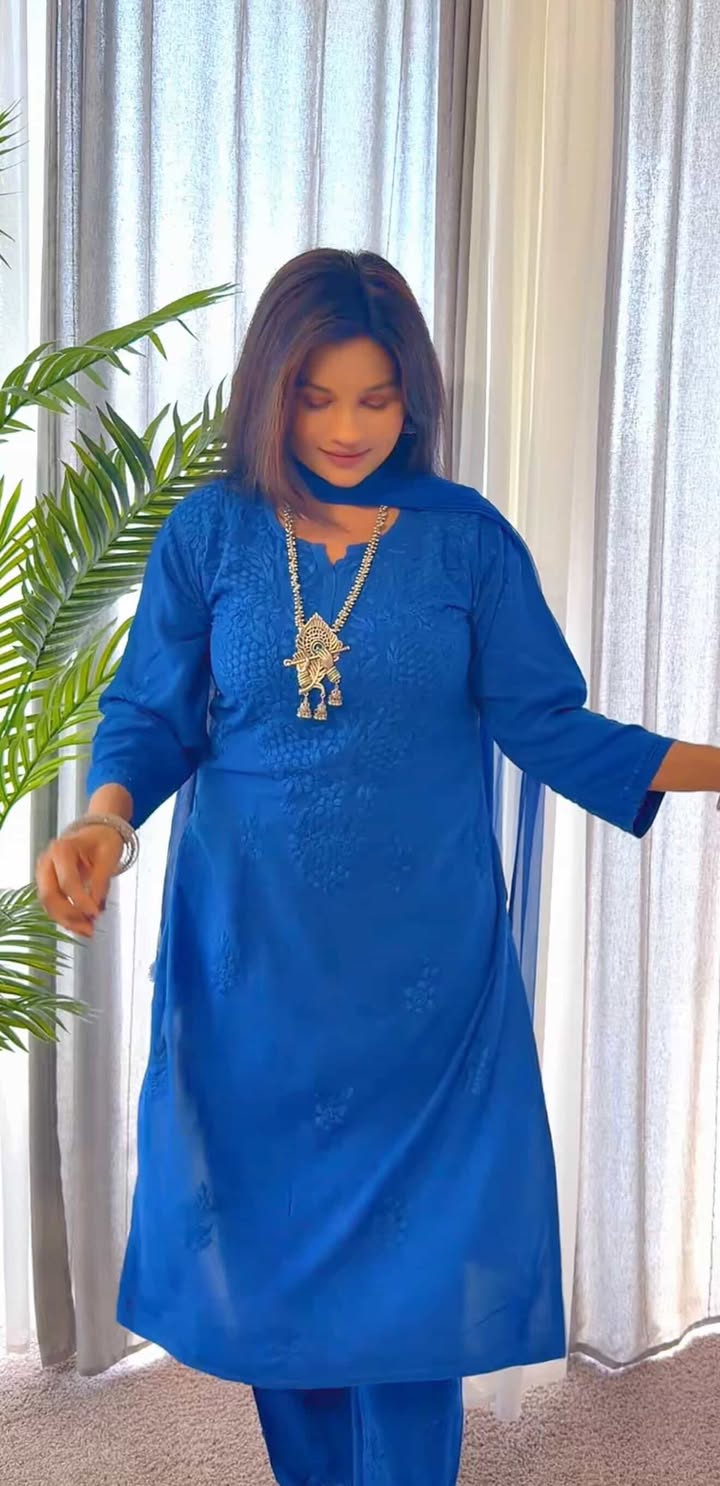 Royal Blue Ethereal Dyeable Modal Chikankari Kurta Set