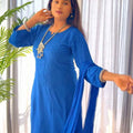 Royal Blue Ethereal Dyeable Modal Chikankari Kurta Set