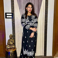 Plus Size Black and White Lucknow Chikankari Kurta Pant Set