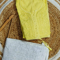 Yellow Fancy Chikankari Cotton Ombre Gown kurti and Pant Set