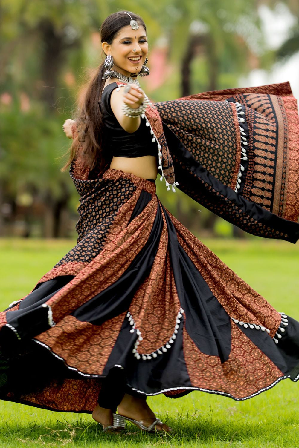 Black Garba Dandiya Chaniya Lehenga Choli Set