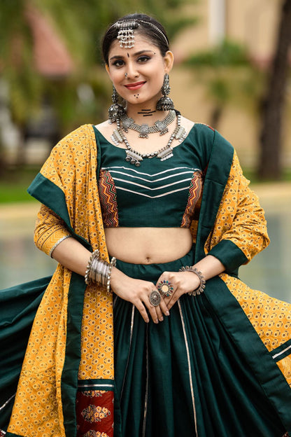 Dark Green Navratri Garba Chaniya Choli Set