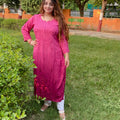 Pink Rayon Fancy Gala Booti - Lucknowi Chikankari Kurta and Pant