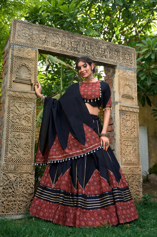 Black Navratri Lehenga Choli with Gota Patti Embellishments